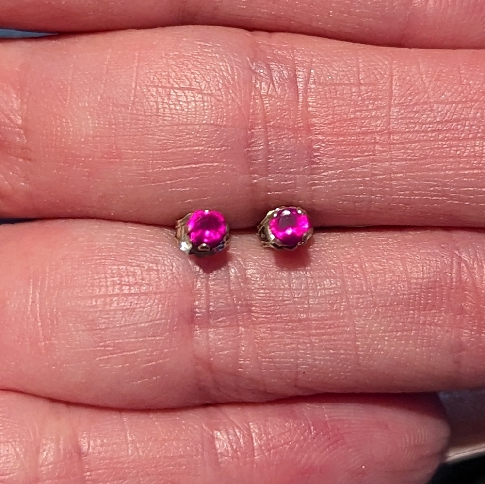 Ruby 925 Silver Stud Earrings - image 1